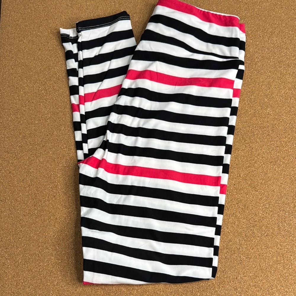 LuLaRoe ONE SIZE (2-10) black, pink and white leggings